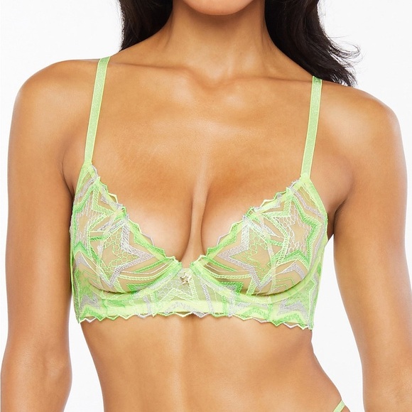 Savage X Fenty Shining Star Embroidered Unlined Demi Bra size 38C - Picture 1 of 14